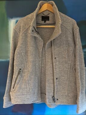 Banana Republic Women's Gray Wool Blend Cocoon Moto Zip Jacket
